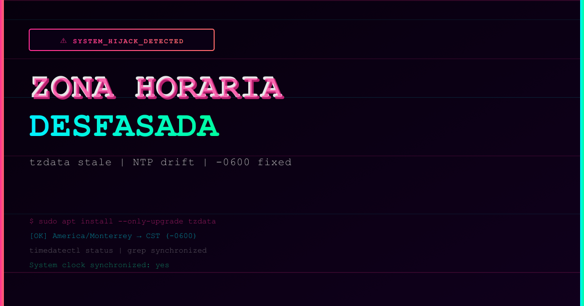 Zona Horaria Desfasada en el Servidor: Causa, Solución y Validación